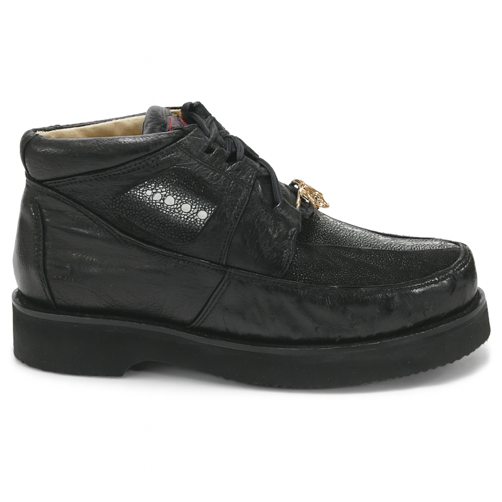 Los Altos Casual Black Stingray & Ostrich Skin Shoes