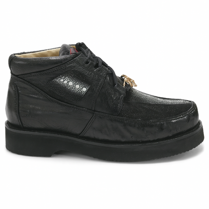 Los Altos Casual Black Stingray & Ostrich Skin Shoes