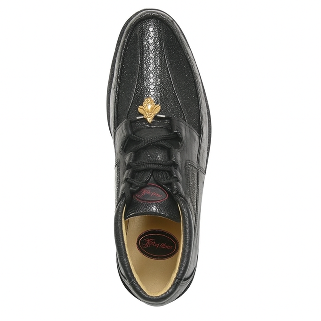 Los Altos Casual Black Stingray & Ostrich Skin Shoes