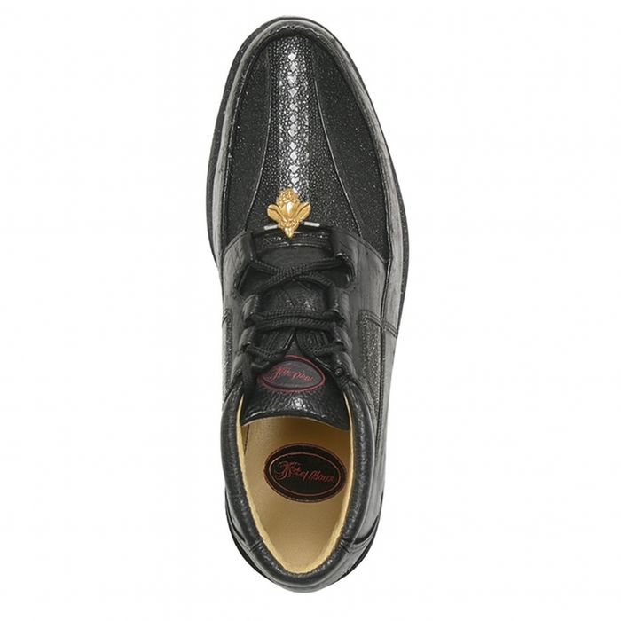Los Altos Casual Black Stingray & Ostrich Skin Shoes