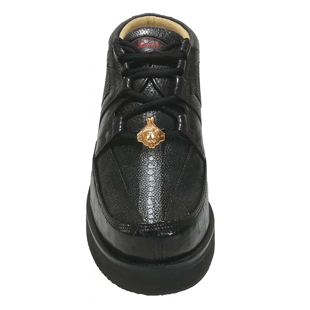 Los Altos Casual Black Stingray & Ostrich Skin Shoes