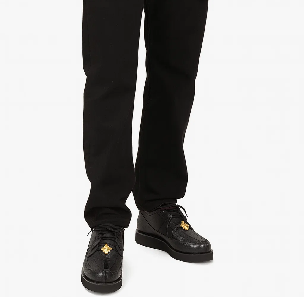 Los Altos Casual Black Stingray & Ostrich Skin Shoes