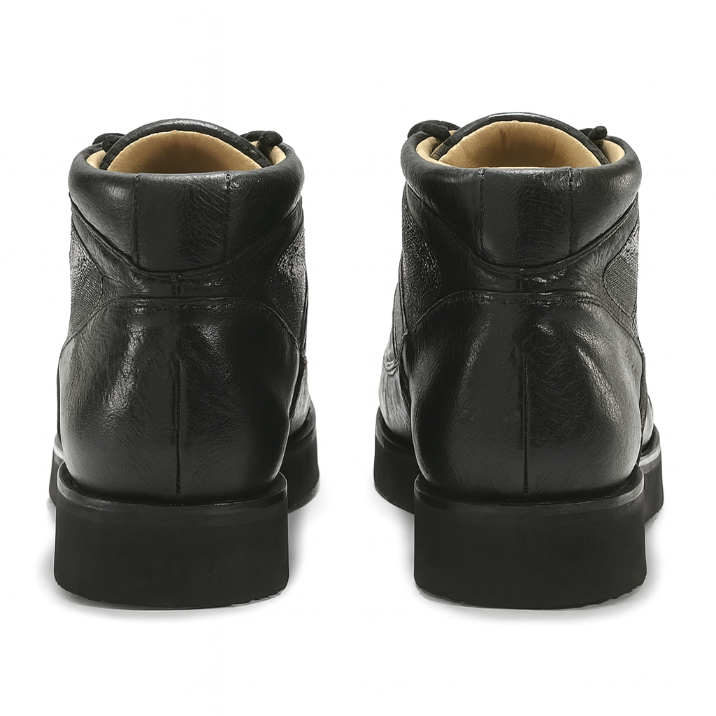 Los Altos Casual Black Stingray & Ostrich Skin Shoes