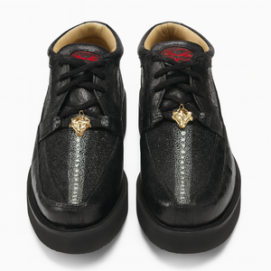 Los Altos Casual Black Stingray & Ostrich Skin Shoes