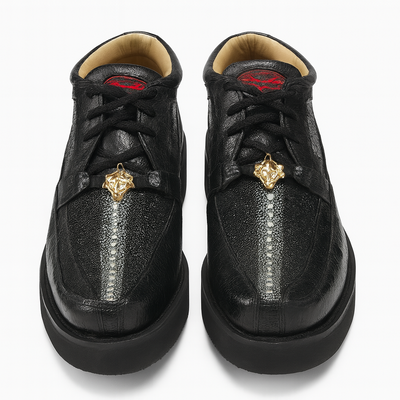 Los Altos Casual Black Stingray & Ostrich Skin Shoes