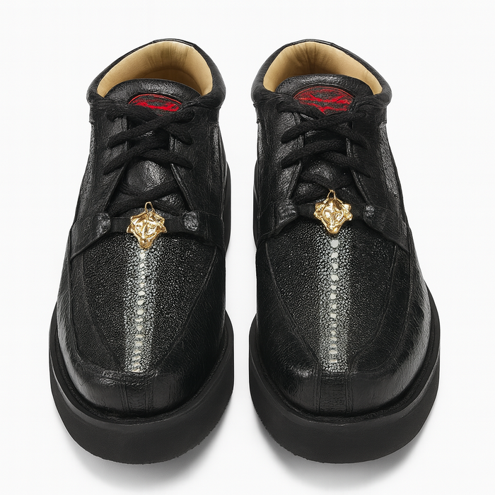 Los Altos Casual Black Stingray & Ostrich Skin Shoes