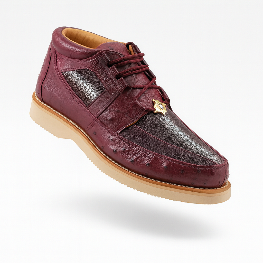 Los Altos Casual Burgundy Genuine Stingray / Ostrich Shoes