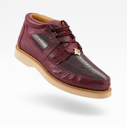 Los Altos Casual Burgundy Genuine Stingray / Ostrich Shoes