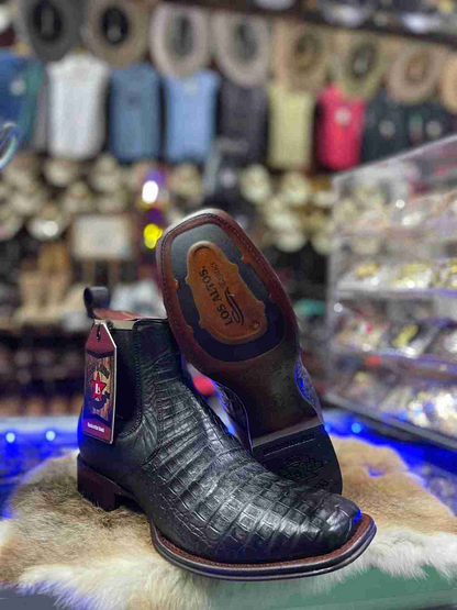 Los Altos Crocodile Belly Exotic Ankle Boots Black