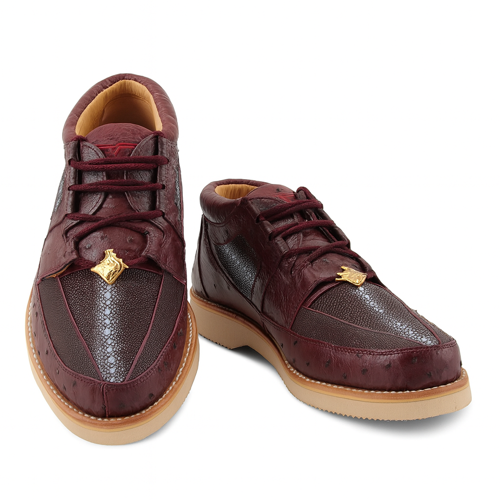 Los Altos Casual Burgundy Genuine Stingray / Ostrich Shoes