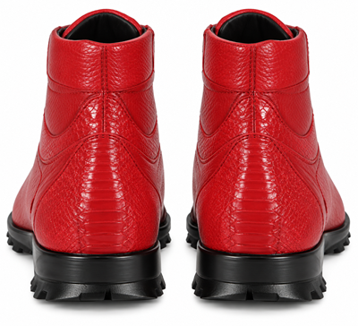 Los Altos Genuine Ostrich Leg Red Casual Ankle Boot