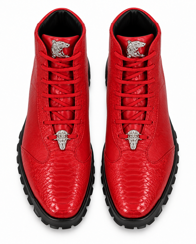 Los Altos Genuine Ostrich Leg Red Casual Ankle Boot
