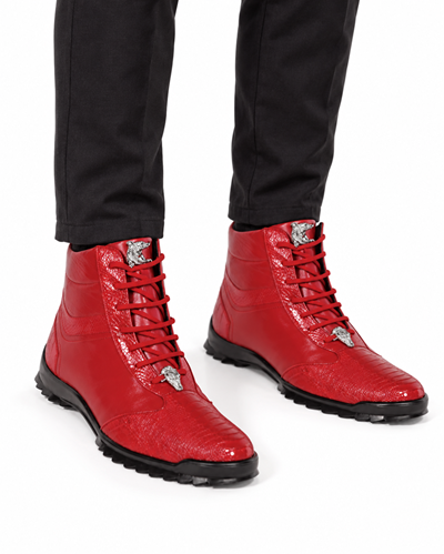 Los Altos Genuine Ostrich Leg Red Casual Ankle Boot