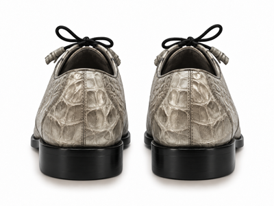 Los Altos Gray All-Over Crocodile Lace Up Dress Shoes