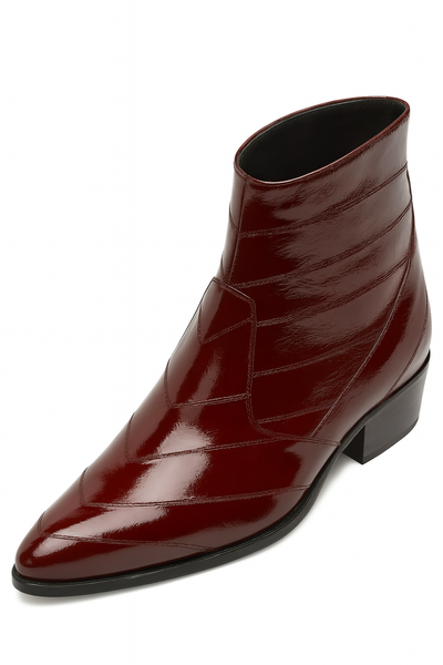 Los Altos Men’s Burgundy Genuine Eel Skin Leather Ankle Boots 8   - from alligatorwarehouse.com