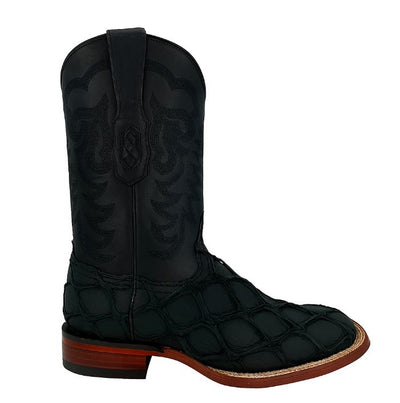 Los Altos Men's Black Matte Genuine Pirarucu Wide Square Toe Boot 1   - from alligatorwarehouse.com