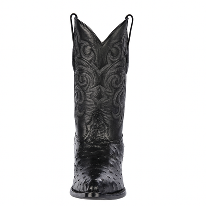 Los Altos Men's Black Genuine Full Quill Ostrich Boots