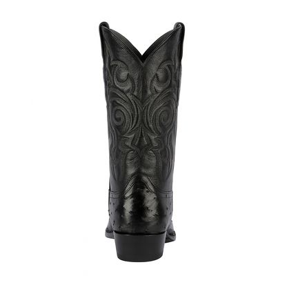 Los Altos Men's Black Genuine Full Quill Ostrich Boots