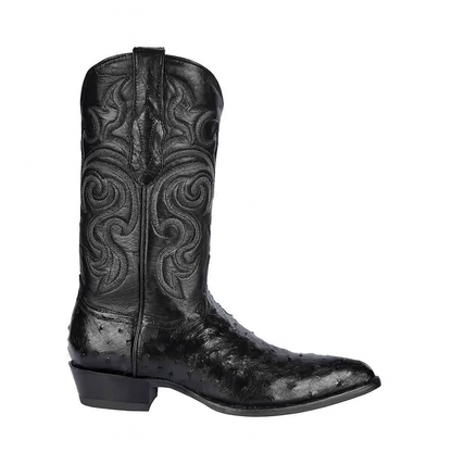 Los Altos Men's Black Genuine Full Quill Ostrich Boots