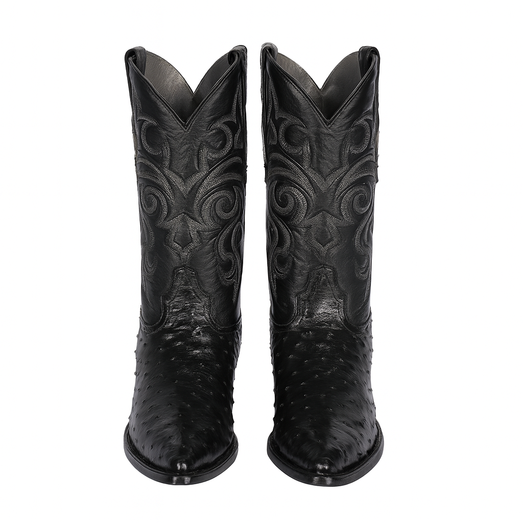 Los Altos Men's Black Genuine Full Quill Ostrich Boots