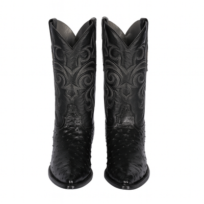 Los Altos Men's Black Genuine Full Quill Ostrich Boots 10   - from alligatorwarehouse.com