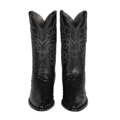 Los Altos Men's Black Genuine Full Quill Ostrich Boots
