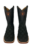 Los Altos Men's Black Matte Genuine Pirarucu Wide Square Toe Boot 7   - from alligatorwarehouse.com