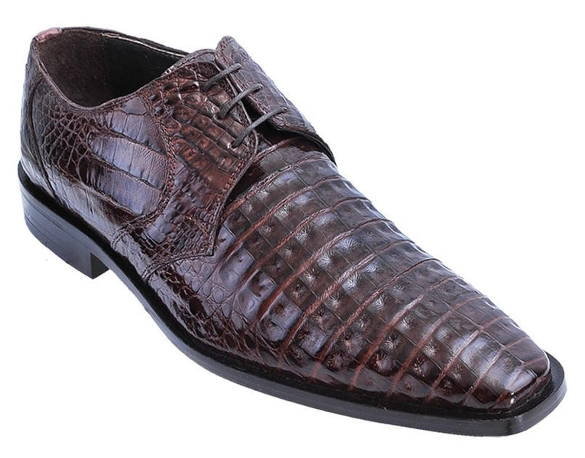 Los Altos Men's  Brown Crocodile Shoes Italian Toe Gator Shoes