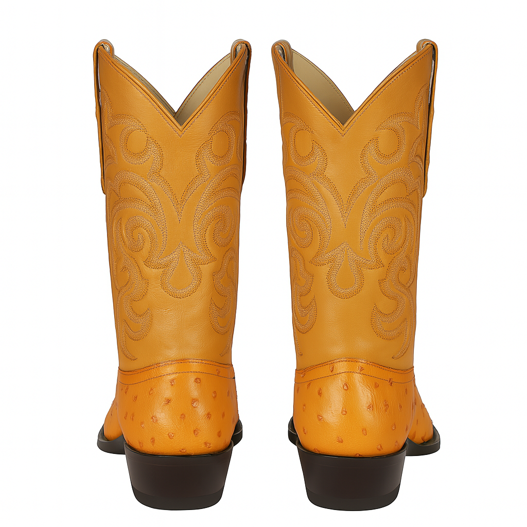 Los Altos Men's Yellow Gold Buttercup Genuine Full Quill Ostrich Boots