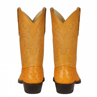Los Altos Men's Yellow Gold Buttercup Genuine Full Quill Ostrich Boots 7   - from alligatorwarehouse.com