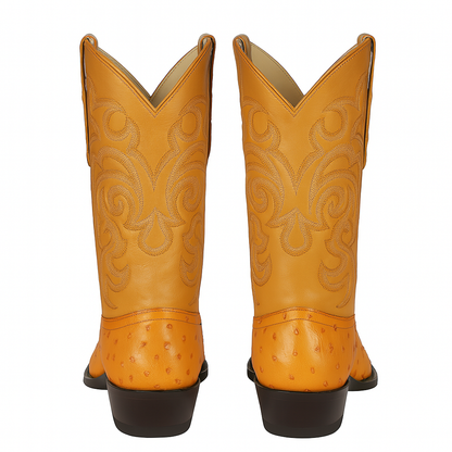 Los Altos Men's Yellow Gold Buttercup Genuine Full Quill Ostrich Boots