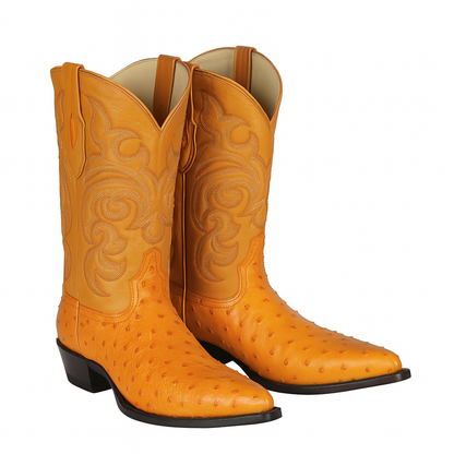Los Altos Men's Yellow Gold Buttercup Genuine Full Quill Ostrich Boots