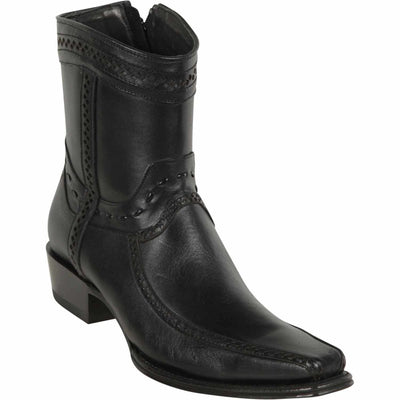 Los Altos Men's European Toe Short Leather Boots - Black 76BF3805 1 LAB-76BF3805-060  - from alligatorwarehouse.com