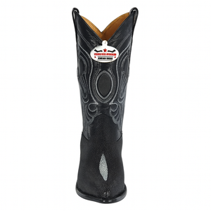 Los Altos Men's Exquisite Black Genuine Single Stone Stingray Boots