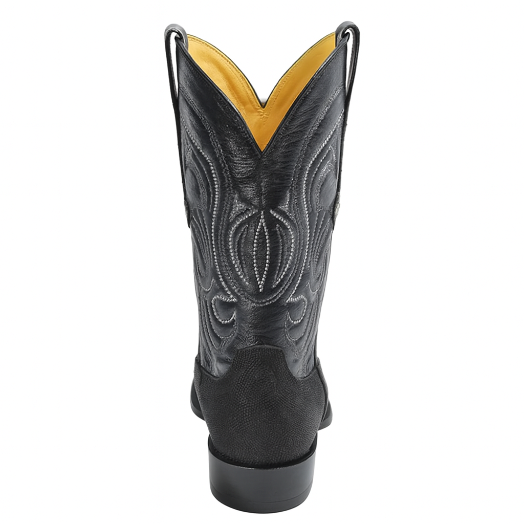 Los Altos Men's Exquisite Black Genuine Single Stone Stingray Boots