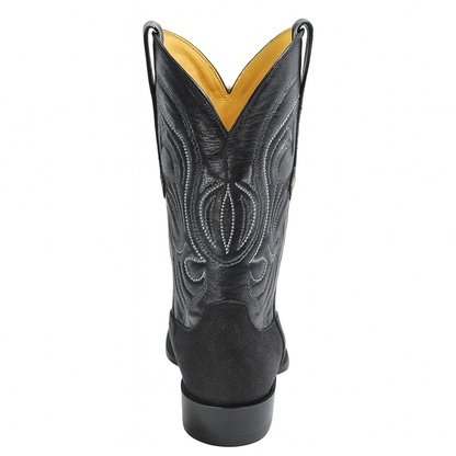 Los Altos Men's Exquisite Black Genuine Single Stone Stingray Boots