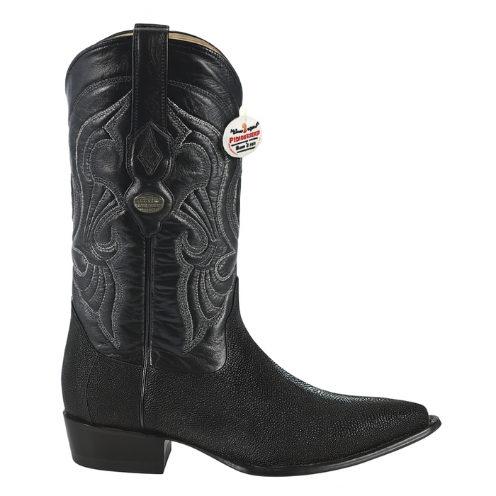 Los Altos Men's Exquisite Black Genuine Single Stone Stingray Boots