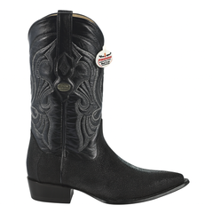 Los Altos Men's Exquisite Black Genuine Single Stone Stingray Boots