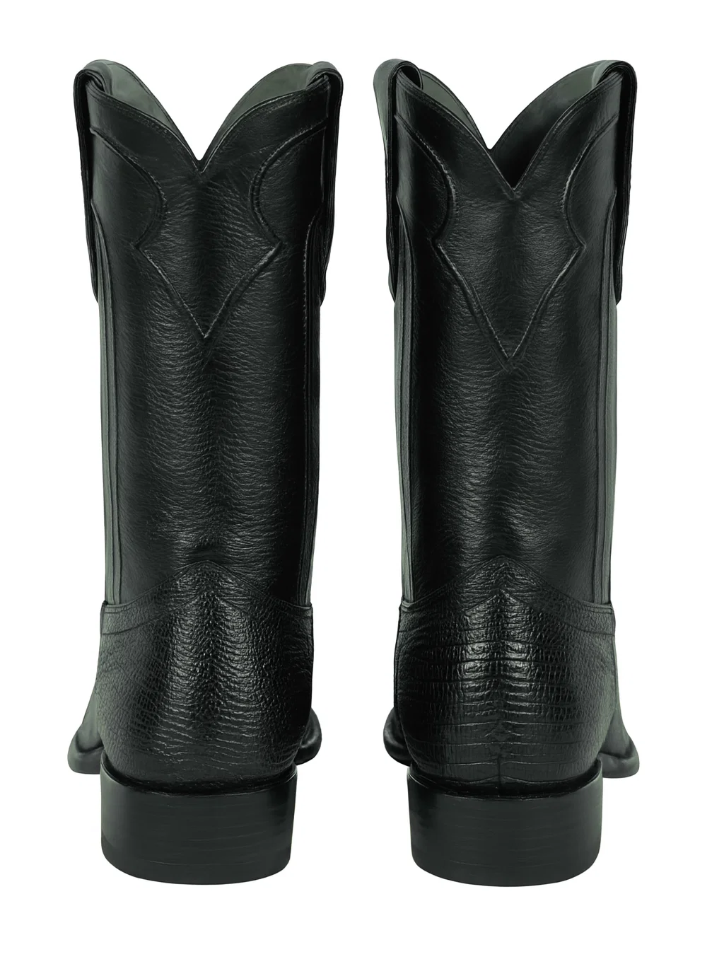 Los Altos Men's Genuine Lizard Teju Skin Leather Insole and Lining Zipper Black Roper Toe Boot