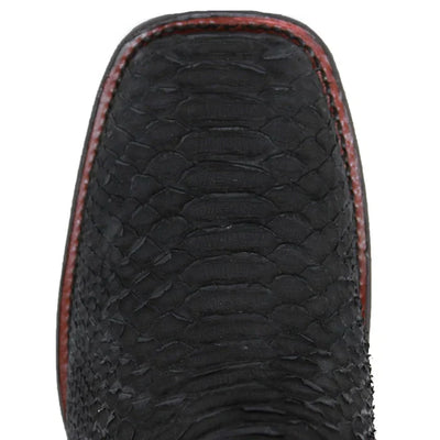 Los Altos Men's Genuine Python Skin Square Toe Ankle Boots - Black 3   - from alligatorwarehouse.com