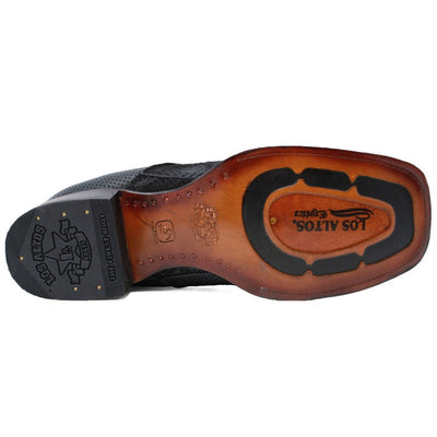 Los Altos Men's Genuine Python Skin Square Toe Ankle Boots - Black 4   - from alligatorwarehouse.com