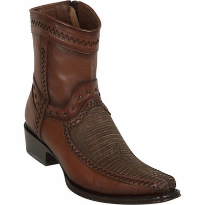 Los Altos Men's Lizard Skin European Toe Short Boots - Sanded Brown 1   - from alligatorwarehouse.com