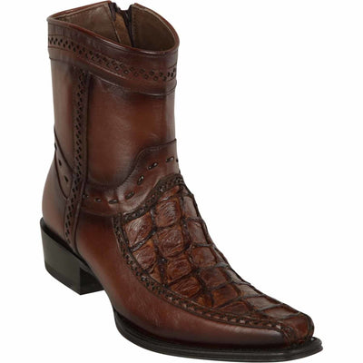 Los Altos Men's Original Monster Fish Skin European Toe Short Boots - Brown 1 LAB-76BF1007-060  - from alligatorwarehouse.com