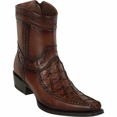 Los Altos Men's Original Monster Fish Skin European Toe Short Boots - Brown 1   - from alligatorwarehouse.com