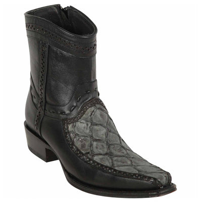 Los Altos Men's Original Monster Fish Skin European Toe Short Boots - Grey 1 LAB-76BF1009-060  - from alligatorwarehouse.com
