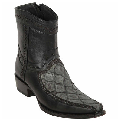 Los Altos Men's Original Monster Fish Skin European Toe Short Boots - Grey 1   - from alligatorwarehouse.com