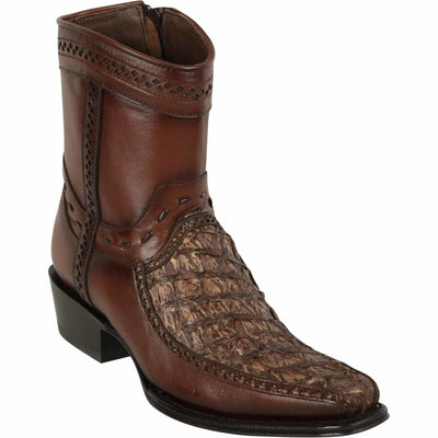 Los Altos Men's Original Monster Fish Skin European Toe Short Boots - Rustic Brown 1 LAB-76BF1085-060  - from alligatorwarehouse.com