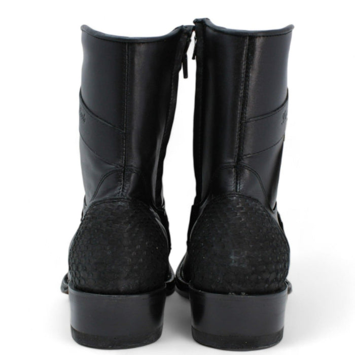 Los Altos Men's Original Python Skin European Toe Short Boots - Black