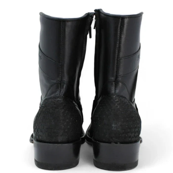 Los Altos Men's Original Python Skin European Toe Short Boots - Black
