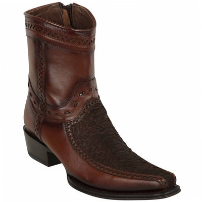 Los Altos Men's Original Python Skin European Toe Short Boots - Brown 1   - from alligatorwarehouse.com